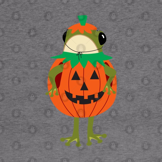 Frog in a Halloween pumpkin costume by Jennifer Ladd